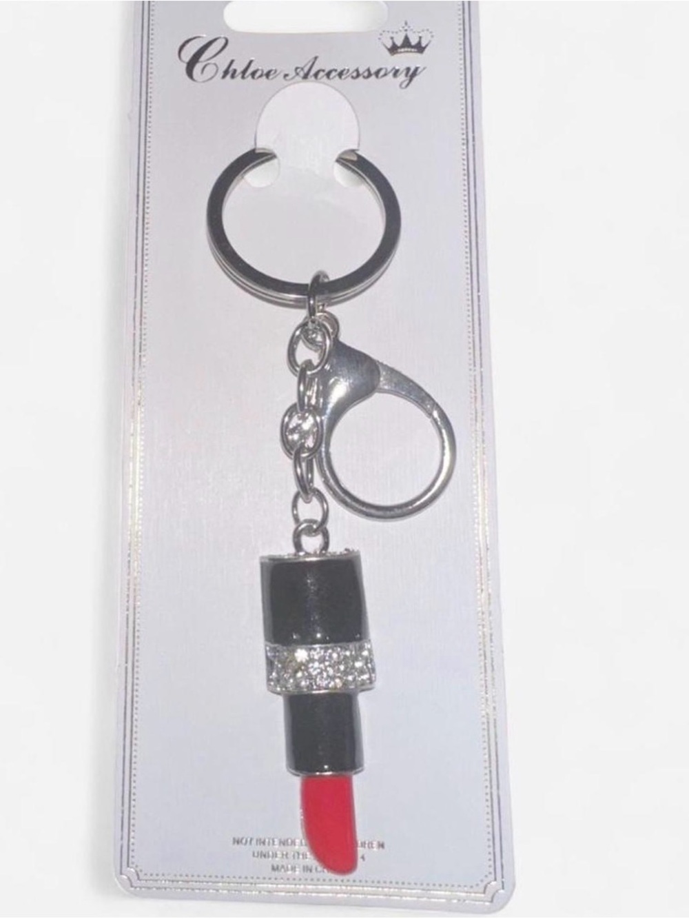 Red Lipstick Keychain - Silver Hardware